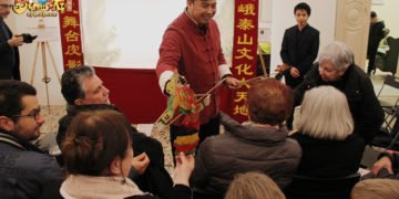 Master Fan Weiguo, an inheritor of Mount Tai Shadow Puppet Play, performed shadow puppet plays with experience sessions during the exhibition. (Photo: Business Wire)