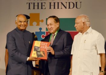 The President, Ram Nath Kovind at the fourth edition of ‘The Huddle’ - annual thought conclave of The Hindu, in Bengaluru on February 22, 2020. The Chief Minister of Karnataka,  B.S. Yediyurappa is also seen.