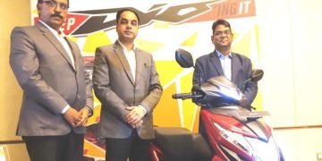 Left to right : Mr. Prabhu Nagaraj, Vice President - Brand & Communication, Honda Motorcycle and Scooter India Pvt. Ltd. , Mr. Yadvinder Singh Guleria, Senior Vice President- Sales and Marketing, Honda Motorcycle & Scooter India Pvt. Ltd. and Mr. Yogesh Mathur- Regional Manager- Sales, South, Honda Motorcycle & Scooter India Pvt. Ltd. at the launch of all new BSVI Dio in Bangalore.
