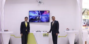 (Right) Rohit Saboo, President & CEO, National Engineering Industries Ltd (NEI) and Sanjeev Taparia. Sr. Vice President - Sales & Marketing and the launch of ‘needle bearing’ as a part of NEI’s comprehensive range of bearings at Auto Expo Components 2020 in New Delhi.
