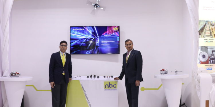 (Right) Rohit Saboo, President & CEO, National Engineering Industries Ltd (NEI) and Sanjeev Taparia. Sr. Vice President - Sales & Marketing and the launch of ‘needle bearing’ as a part of NEI’s comprehensive range of bearings at Auto Expo Components 2020 in New Delhi.