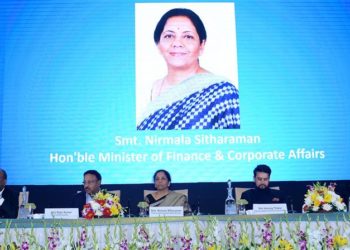 The Union Minister for Finance and Corporate Affairs, Smt. Nirmala Sitharaman at the Indian Banks’ Association function on EASE 3.0: Smart, Tech-Enabled Banking for Aspiring India, in New Delhi on February 26, 2020. The Minister of State for Finance and Corporate Affairs, Anurag Singh Thakur and other dignitaries are also seen.