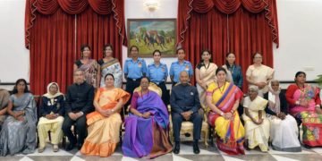 The President, Ram Nath Kovind with the recipients of the Nari Shakti Puruskar for the year 2019, on the occasion of the International Women’s Day, at Rashtrapati Bhavan, in New Delhi on March 08, 2020. The Union Minister for Women & Child Development and Textiles, Smt. Smriti Irani, the Minister of State for Women and Child Development, Sushri Debasree Chaudhuri and other dignitaries are also seen.