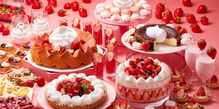 Strawberry dessert buffet created in the theme of "Strawberries and Milk" will start from May 1 to May 31, 2020. (Photo: Business Wire)