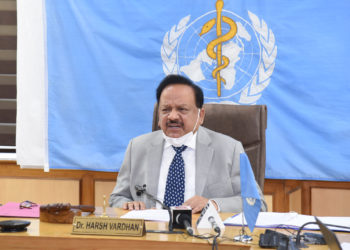 The Union Minister for Health & Family Welfare, Science & Technology and Earth Sciences, Dr. Harsh Vardhan assuming the charge as Chair of the Executive Board of World Health Organization for the year 2020-21, during the 147th session of the Executive Board, in a virtual meeting, in New Delhi on May 22, 2020.
