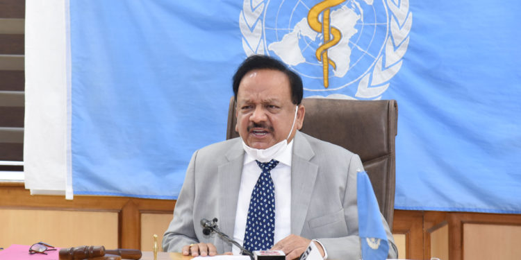 The Union Minister for Health & Family Welfare, Science & Technology and Earth Sciences, Dr. Harsh Vardhan assuming the charge as Chair of the Executive Board of World Health Organization for the year 2020-21, during the 147th session of the Executive Board, in a virtual meeting, in New Delhi on May 22, 2020.