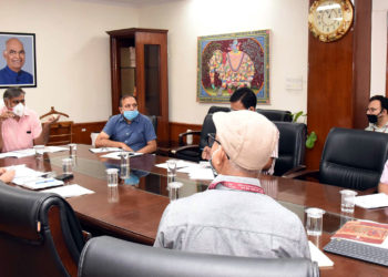 The Minister of State for Culture and Tourism (Independent Charge), Shri Prahlad Singh Patel presiding over a review meeting of the National Mission for Manuscripts, in New Delhi on May 26, 2020.
The Secretary, Culture, Shri Anand Kumar and other senior officials of the Ministry are also seen.