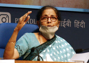 The Union Minister for Finance and Corporate Affairs, Smt. Nirmala Sitharaman holding a press conference to announce the details of economic package, in New Delhi on May 13, 2020.
