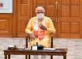 The Prime Minister, Narendra Modi chairing a meeting of the National Disaster Management Authority regarding the situation in Visakhapatnam, in New Delhi on May 07, 2020.