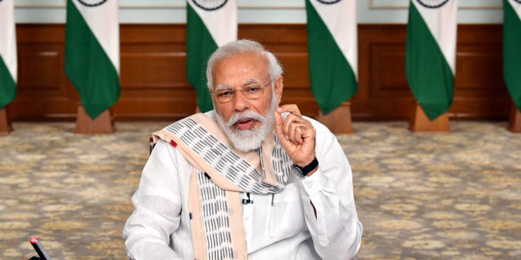 The Prime Minister,  Narendra Modi interacting with the Chief Ministers via video conferencing to discuss the situation emerging post Unlock 1.0 and plan ahead for tackling the COVID-19 pandemic, in New Delhi on June 16, 2020.