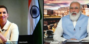 The Prime Minister, Shri Narendra Modi and the Prime Minister of Denmark, Ms. Mette Frederiksen at the India-Denmark Virtual Bilateral Summit, in New Delhi on September 28, 2020.