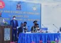 The Union Minister for Defence, Rajnath Singh addressing the Armed Forces veterans, on the occasion of the 5th Veteran’s Day, in Bengaluru on January 14, 2021. The Chief of Defence Staff (CDS), General Bipin Rawat is also seen.