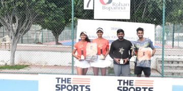 Winners all (from left) Shravya Shivani and Sharmada Balu (Women’s Doubles winners), Peranamallur Vignesh and Prithvi Sekhar (Men’s Doubles winners)