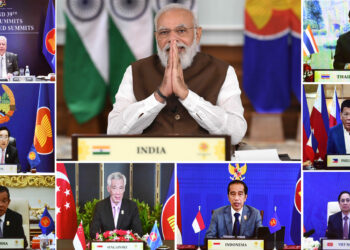 The Prime Minister, Shri Narendra Modi at the 18th India-ASEAN Summit, through video conferencing, in New Delhi on October 28, 2021.