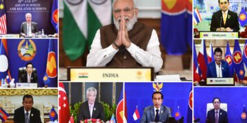 The Prime Minister, Shri Narendra Modi at the 18th India-ASEAN Summit, through video conferencing, in New Delhi on October 28, 2021.