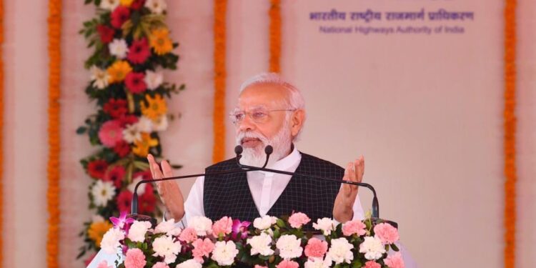 The Prime Minister, Shri Narendra Modi addressing at the launch of the PM Ayushman Bharat Health Infrastructure Mission, in Varanasi, Uttar Pradesh on October 25, 2021.