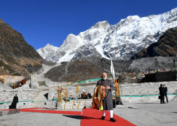 The Prime Minister,  Narendra Modi at Kedarnath Temple, in Uttarakhand on November 05, 2021.