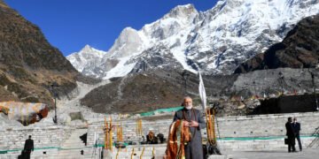 The Prime Minister,  Narendra Modi at Kedarnath Temple, in Uttarakhand on November 05, 2021.
