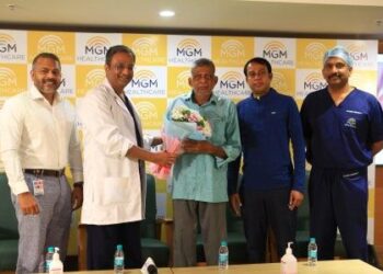 Mr. Harish Manian, CEO, MGM Healthcare_ Dr. Sridhar K, Director and Group Head, Institute of Neurosciences & Spinal Disorders, MGM Healthcare_ Mr. Prajeshwar (Patient)_ Dr. Ponniah V,

HOD-Neuro Anaesthesia & Neuro Critical Care, MGM Healthcare.