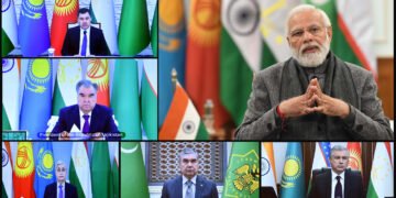 PM addressing at the first meeting of India Central Asia Summit, through video conferencing, in New Delhi on January 27, 2022.