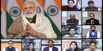 PM interacting with the Startups, through video conferencing, in New Delhi on January 15, 2022.