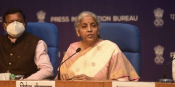 The Union Minister for Finance and Corporate Affairs, Smt. Nirmala Sitharaman addressing a Post Budget Press Conference, in New Delhi on February 01, 2022.
The Ministers of State for Finance, Shri Pankaj Chaowdhary is also seen.