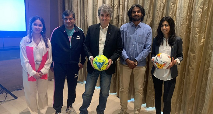 L-R: Arushi Awasthi (Director-Brand Communications, Hero Vired), Amit Prabhu (Executive Director & CFO, PUMA India), Jose Antonio Cachaza (Managing Director, LaLiga India), Sai Krishna Pulluru (Director, Anantapur Sports Academy) and Aakriti Vohra (India Delegate, LaLiga Global Network)