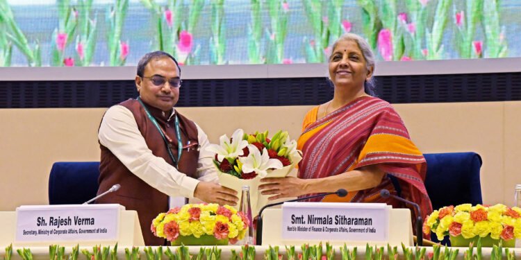 The Union Minister for Finance and Corporate Affairs, Smt. Nirmala Sitharaman at the MCA Iconic Week celebrations under the Azadi Ka Amrit Mahotsav (AKAM), in New Delhi on June 07, 2022.