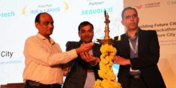 Dr. E.V. Ramana Reddy, Additional Chief Secretary to Government of Karnataka, Commerce, and Industries, Department of Electronics, Information Technology, Biotechnology, Science & Technology and Vimal Sagar Tiwari, Co-Founder and COO of CoinSwitch, inaugurated Building Future Cities 24-hour blockchain hackathon in Bengaluru on Friday.