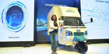 Suman Mishra, CEO of Mahindra Electric Mobility Limited, with the all-new Mahindra Zor Grand electric
