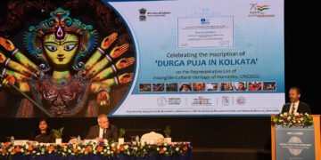 Mr. Eric Falt, UNESCO, addressing at the celebration of Durga Puja in Kolkata, in New Delhi on August 27, 2022.