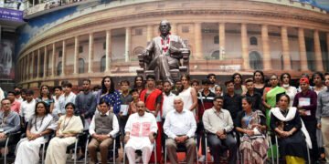 The Union Minister for Social Justice and Empowerment, Dr. Virendra Kumar and the Union Minister for Health & Family Welfare, Chemicals and Fertilizers, Shri Mansukh Mandaviya at the signing of Memorandum of understanding (MoU) between the Department of Social Justice and Empowerment and the Department of Health and Family Welfare on Composite health package for Transgender Persons, in New Delhi on August 24, 2022.
