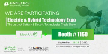 Hinduja Tech participates in The Battery and Electric Technologies Trade Show, between September 13 – 15 at the Suburban Collection Showplace, Novi, MI