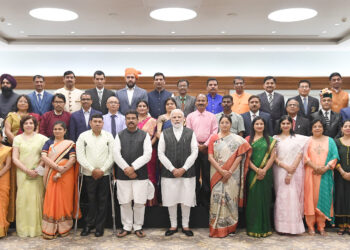 PM with winners of National Awards to Teachers on the occasion of Teachers Day, in New Delhi on September 05, 2022.