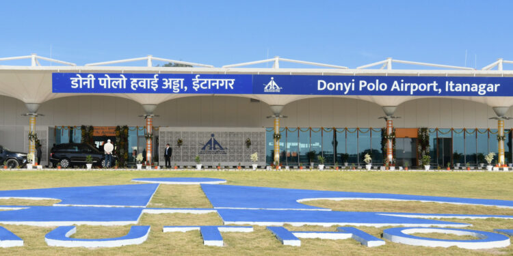 PM at Arunachal Pradeshs first greenfield airport, Donyi Polo Airport ,in Itanagar on November 19, 2022.