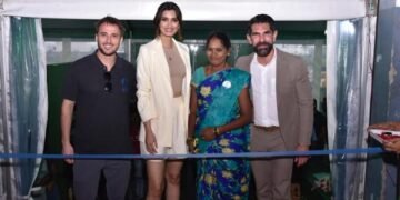 (L-R) Andrew Almack, CEO and Founder, Plastics for Change, Diana Penty and Adrien Koskas, Global Brand President - Garnier, L’Oreal 
