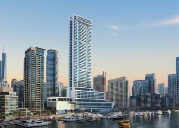 The exterior of the new Vida Dubai Marina and Yacht Club