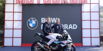 L – R) - Mr. Markus Mueller-Zambre (Head of Region Asia, China, Pacific & Africa at BMW Motorrad) and Mr. Vikram Pawah (President, BMW Group India) with the all-new BMW S 1000 RR