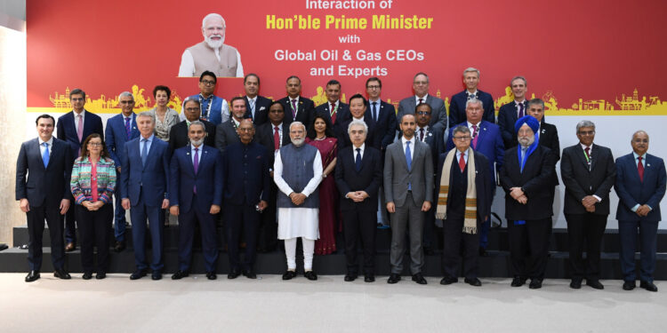 PM meets with Global Oil & Gas CEOs and Experts, in Karnataka on February 06, 2023.