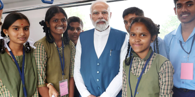 PM takes metro ride, in Bengaluru on March 25, 2023.