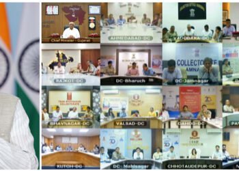 PM addresses programme marking 20 years of completion of SWAGAT Initiative in Gujarat via video conferencing on April 27, 2023.