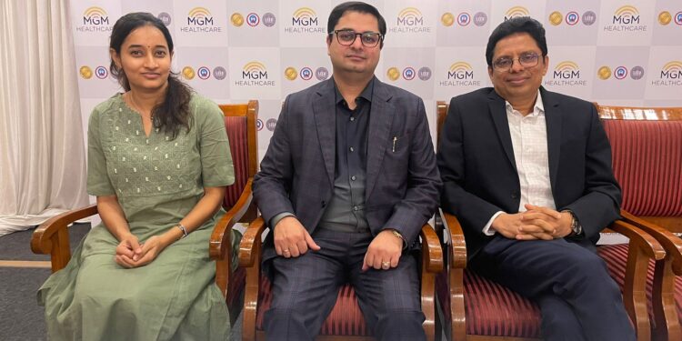 Dr. Deepika Ramachandran, Pulmonology, Dr. Apar Jindal, Clinical Director and Consultant Dept. and Dr. Suresh Rao, Co-Director, MGM Healthcare, addressed the press conference today.