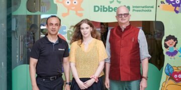 Ritesh Handa, CEO, Dibber Schools India, Sara Carcary, Pedagogy Developer at Dibber and H.E Hans Jacob Frydenlund, the Norwegian Ambassador to India and Bhutan during his visit to Dibber International Preschools, Whitefield, Bengaluru.