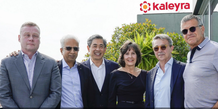 From Left to Right: Troy Reynolds, Chief Legal & Compliance Officer, Tata Communications; Mysore Madhusudhan, EVP - Collaboration and Connected Solutions, Tata Communications; Tri Pham, Chief Strategy Officer, Tata Communications; Kathy Miller, Director Board Member, Kaleyra; Dario Calogero, Founder and CEO, Kaleyra; and Dr. Avi Katz, Chairman of the Board of Directors, Kaleyra