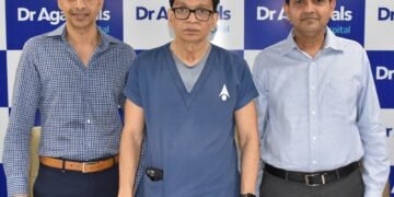 L to R : Dr. Adil Agarwal ,CEO, Dr. Agarwals Group of Eye Hospitals , Prof. Dr. Amar Agarwal, Chairman, Dr. Agarwals Group of Eye Hospitals , Udhay Davey ,Chief Financial Officer, Dr Agarwals Group of Eye Hospitals