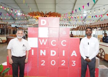Jagdish Patankar, Executive Chairman, MM Activ and Dr. KG Jagadeesha, CEO and Secretary, Coffee Board of India showcasing the preparedness of 5th World Coffee Conference 2023 at Bangalore Palace