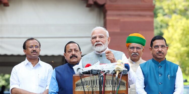 PM addressing the media before the start of special session of parliament, in New Delhi on September 18, 2023.