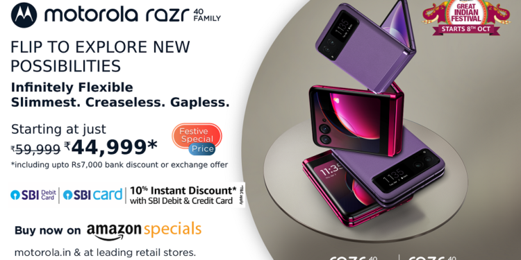 Amazon Great Indian Festival: Motorola announces limited festive period discounts on its razr series flip phones, with motorola razr 40 now available at a discounted early access deal of Rs 44,999