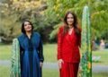 (From right to left) Ms. Anu Menda, Founder and Managing Trustee of the RMZ Foundation and Artist Suhasini Kejriwal endorsing 'Garden of Un-Earthly Delights'