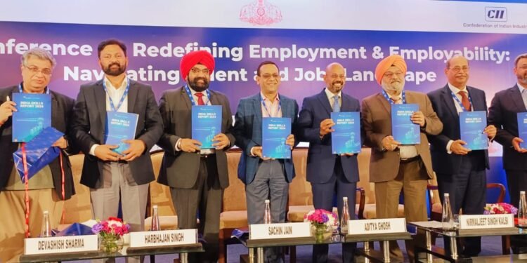 (Left to Right): Devashish Sharma (Founding Member & CEO - Taggd), Bishnu Nepak, Chief Business Officer, Wheebox - An ETS Company, Harbhajan Singh (Chief of strategy and HR at XLRI Delhi | Chairman - Skill Development & Livelihood), Sachin Jain (Country Manager India & South Asia at ETS), Aditya Gosh - Chairman, CII National Committee on Skill Development & Livelihood | Co-Founder, Akasa Airlines | Founder, Homage & Chairperson, Social Enterprise Central of SEWA), Dr. Nirmaljeet Singh Kalsi - IAS (Retd.) (Chairperson, NCVET), Sougata Roy Choudhary (Executive Director at CII), Praveen Dwivedi, Head of Public Policy, Wheebox - An ETS Company